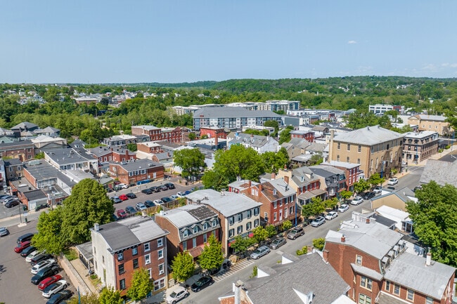 Row homes are the main residential offerings in the streets near Downtown Phoenixville.