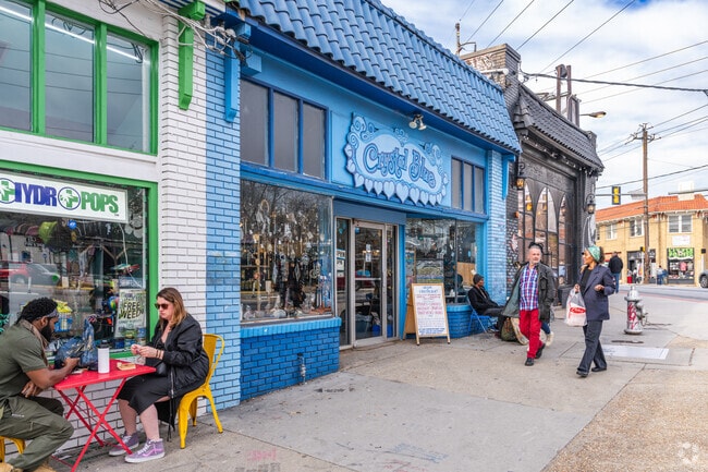 Inman Park's Little Five Points features various stores that cover clothing & metaphysical.