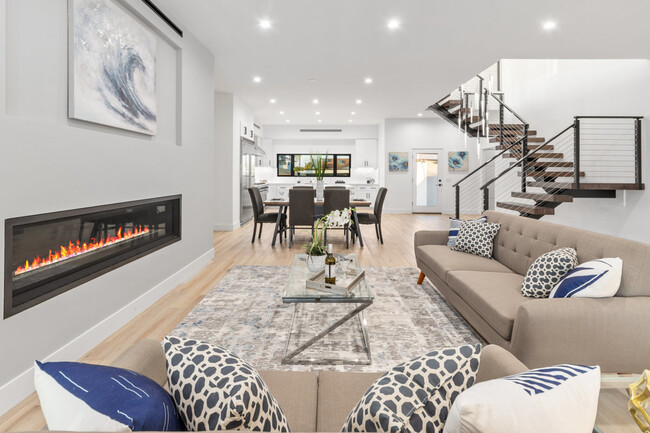 Living Room & Linear Fireplace - 4386 Newport Ave