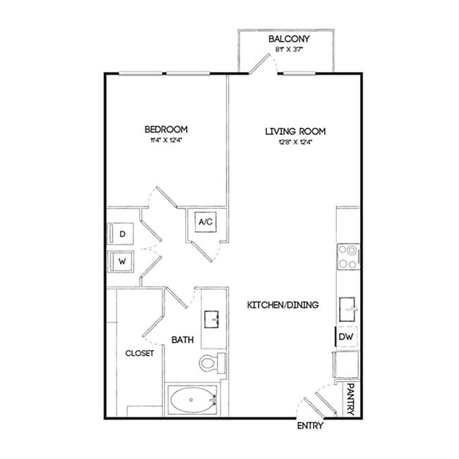 A1A | 1x1 | 768 sf - Birchway Quarry Falls