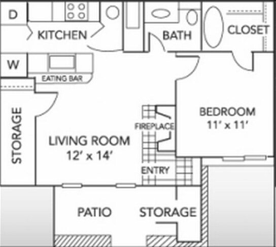 Perrys Crossing Apartment Homes – 1 Bedroom, 1 Bath 596 sq. ft.