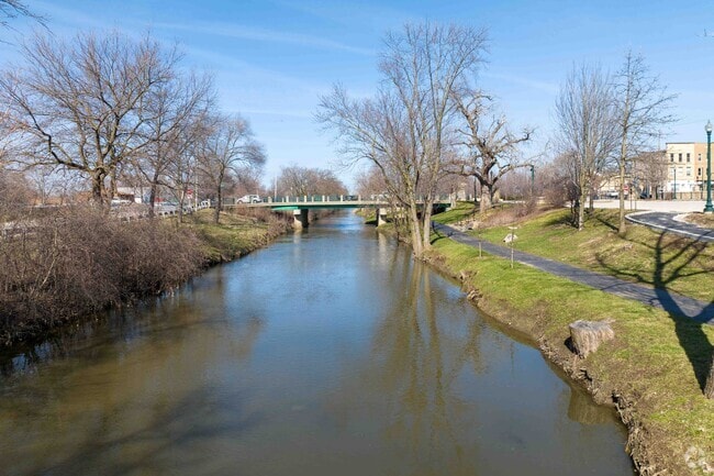 Walking paths along the river in Lockport.