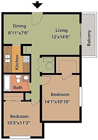 Plano de planta - Pleasant Run Apartments