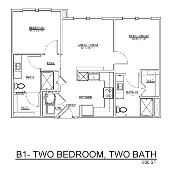 Two Bedroom/Two Bath 850 sq.ft. - Pine Creek Senior Village