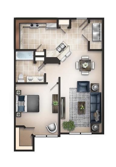 BISMARK | 1 BED/1 BATH | 836 SQFT - Compass Landing