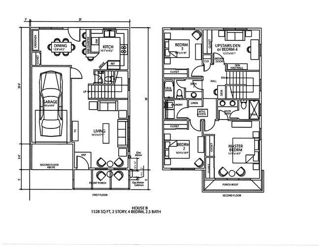 4 bedroom floorplan - 1528 sf - 2009-2046 Ravello Way