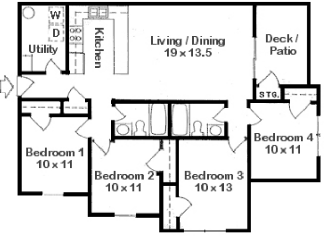 4BR/2BA - The Chase Apartments