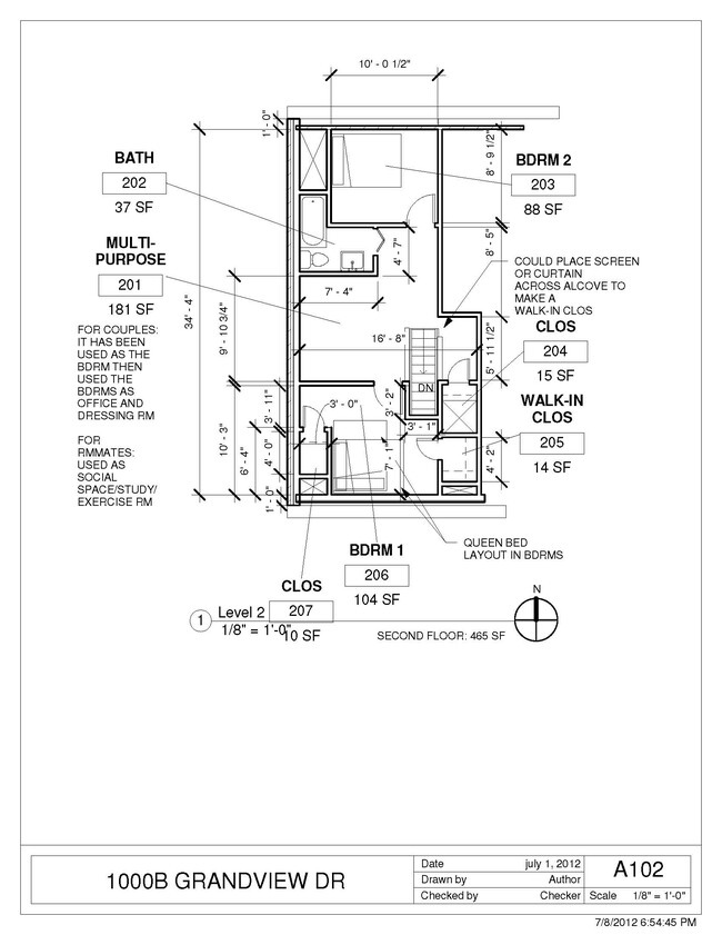 second floor plan - 1000b Grandview Dr