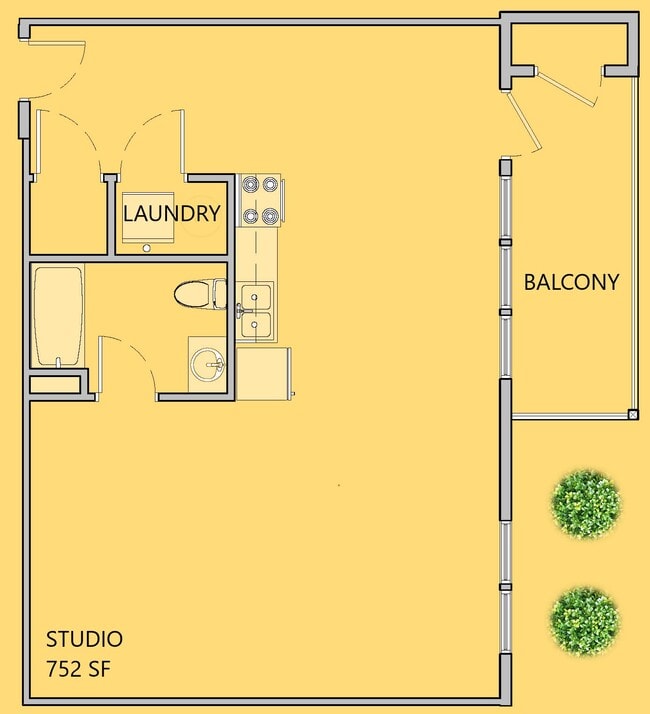 0BR, 1BA - 752SF - Redband Apartments