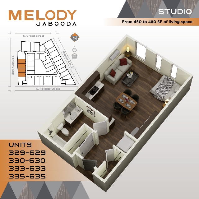 Studio K squared 329-629 330-630 333-633 335-635 - Melody Jabooda Apartments