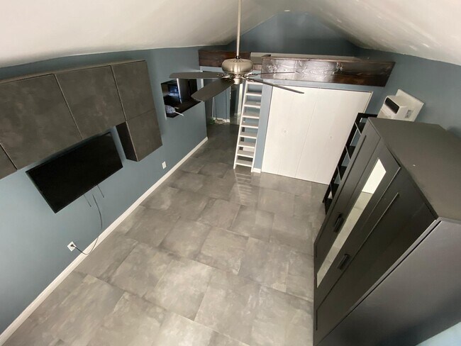 Aerial of living room - 653 Washington Ave