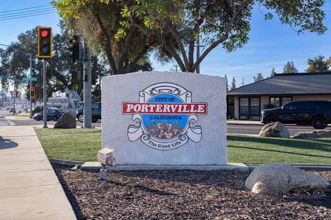 A sign welcomes you to Porterville.