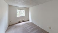 Located at 5001 College St SE in Lacey, Washington, Unit B209 is a single-floor residence offering a functional and straightforward layout. The galley-style kitchen is well-equipped with ample upper and lower cabinetry featuring wood-trimmed accents, white appliances including an electric range and refrigerator, a stainless steel sink, and durable tile flooring — providing an efficient workspace for everyday cooking and meal preparation.

The living area is generously proportioned, featuring wall-to-wall carpeting, a textured ceiling, and a baseboard heating system that runs along the wall, ensuring comfortable warmth throughout the space. The open layout offers versatility for a variety of furniture arrangements.

The bedroom is carpeted and well-sized, benefiting from a large window that invites natural light and frames pleasant views of mature trees, creating a calm and nature-connected atmosphere. A sliding-door closet provides convenient storage and houses the in-unit water heater. Baseboard heating is also present in the bedroom, maintaining consistent comfort.

Throughout the unit, neutral wall tones and textured ceilings create a clean, move-in-ready canvas. The thoughtful floor plan, visible in the dollhouse view, reflects an efficient use of space suited for comfortable everyday living in the Lacey community.
