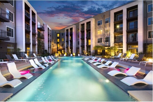 Pool Nighttime - Crestview Commons Apartments