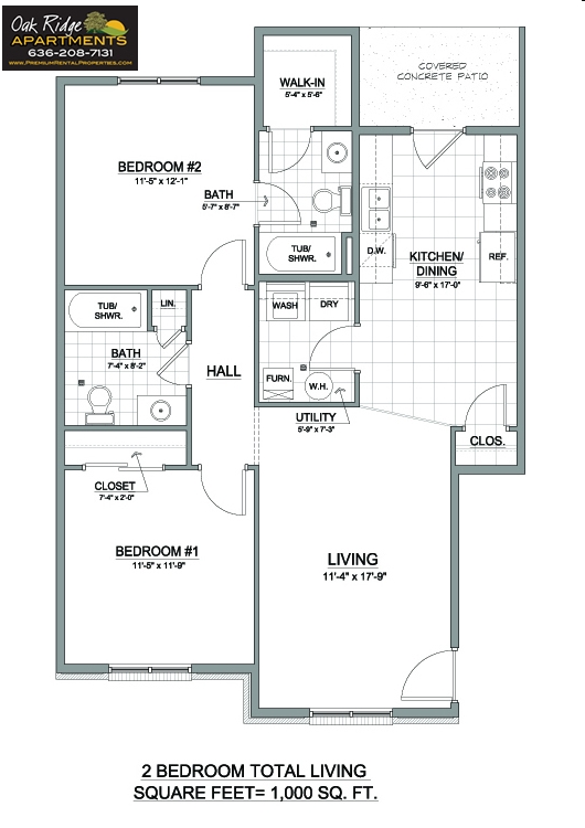 2BR/2BA - Oak Ridge Apartments