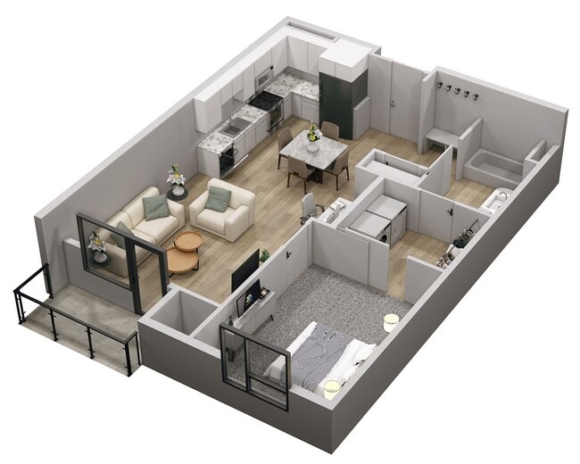 1 Bedroom 1 Bathroom Apartment Floorplan - PowderHaus Apartments & Townhomes