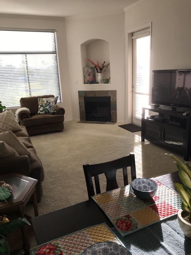 Living room & large TV with outside balcony door - 11640 N Tatum Blvd