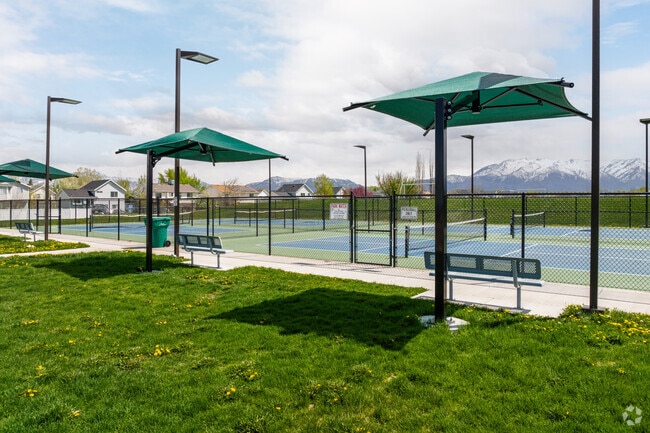 The tennis court at Emma Russell Park in Roy is a great place for tennis enthusiasts to enjoy a match.