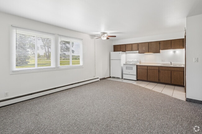 Studio - 393SF - Kitchen, Dining Room, Living Room - Orchard Courts Apartments