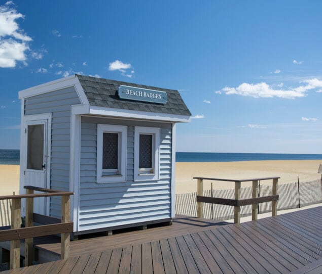 Badge stand and beach