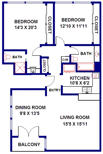 2BR/1.75BA - Country Club Apartments