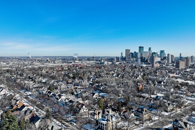 Lowry Hill aerial with skyline views.