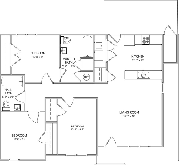 3BR/2BA - Woodcrest Villas