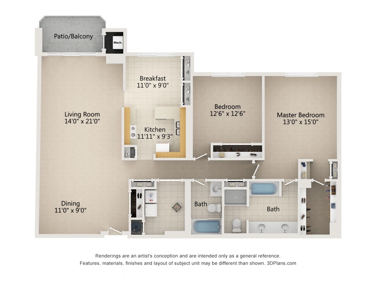 Atrium in The Village – 2 Bedroom 2 Bath Type E