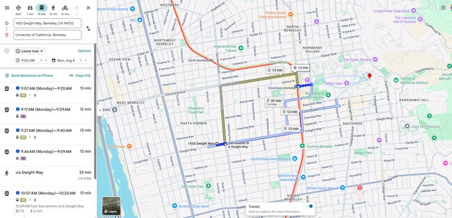 Mapa de calles - 1433 Dwight Way