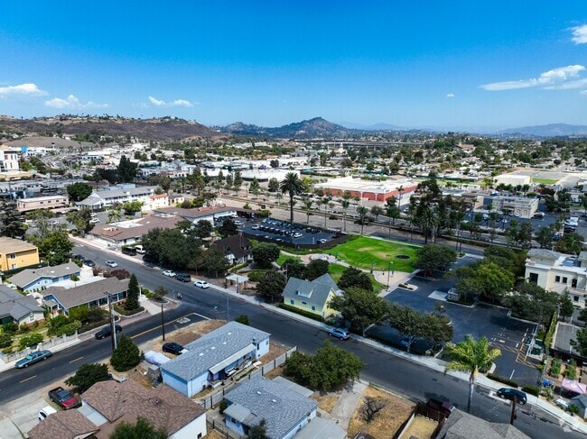 Overview of Park and skatepark in Lemon Grove, CA.