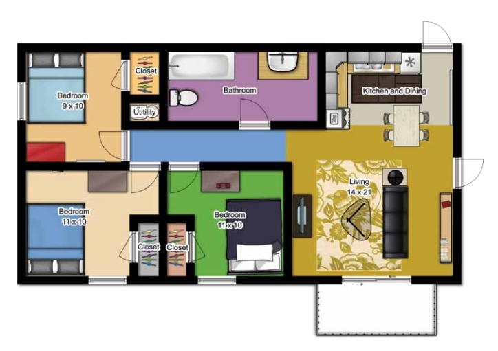 3BR/1BA - Atrium Apartments