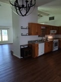 Kitchen and LR from DR - 828 Sycamore Rd