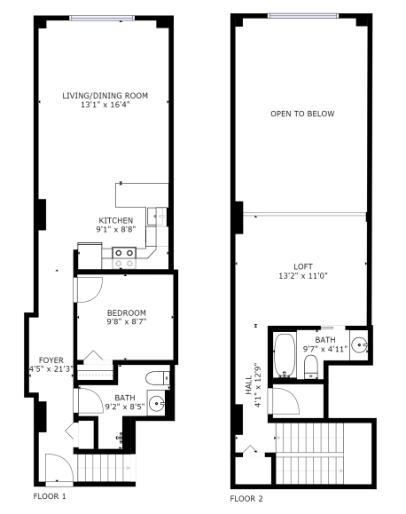 Apartments at Nautica – 1 Bed 1.5 Bath Loft - 2 Story