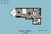 Studio, 1 Bath C