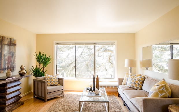 Baker Beach living room - The Presidio Residences