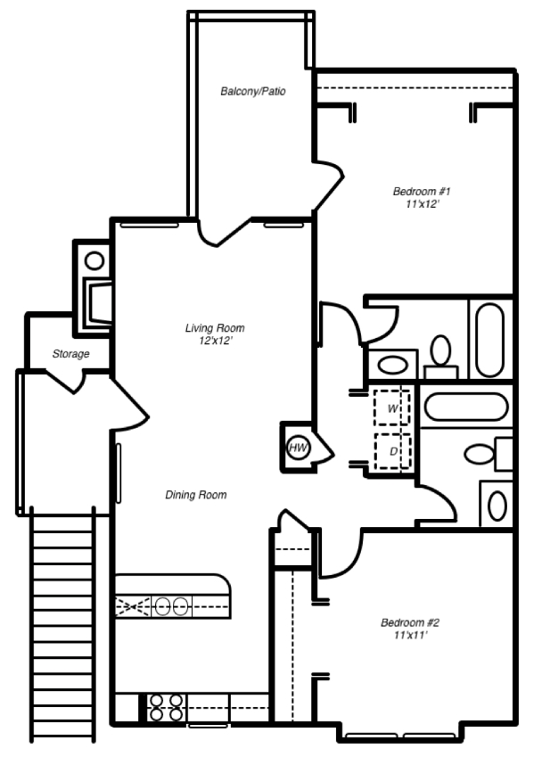 2HAB/2BA - Courtyard Apartments and Mini Storage