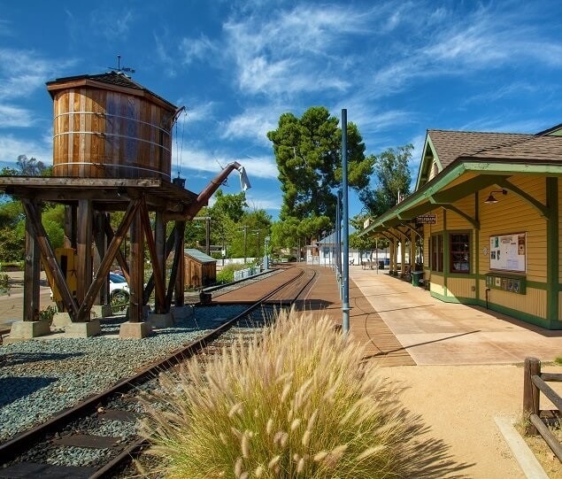 Ride the antique train through Old Poway Park on the Poway Midland Railroad