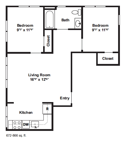 2BR/1BA - Hillside Apartments