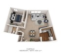 1 Bedroom, 1 Bath 634 sq. ft.