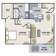 1 Bedroom, 1 Bathroom - 810 SF