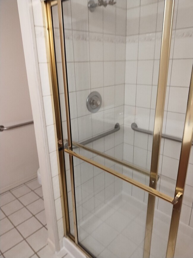 shower with rails around in master bedrooom - 2538 Pacific St