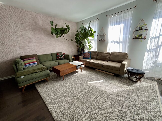 Living room includes two large couches and beautiful fig tree - 4647 S Lake Park Ave