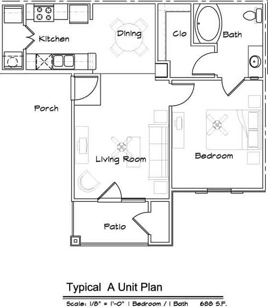 Plano de planta - Ridge Pointe Apartments