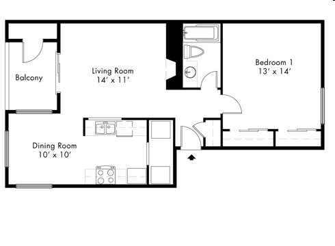 1HAB/1BA - The Shores Apartments