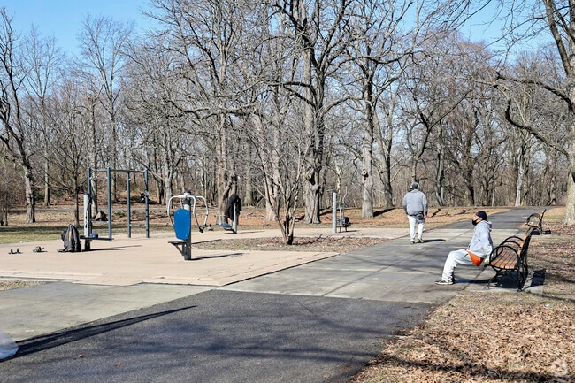 It's a beautiful day to exercise in Bronx Park in the Fordham Heights neighborhood.