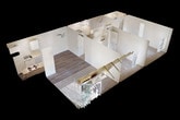 This single-floor unit offers a practical and well-organized layout across two bedrooms and one bathroom. The entry opens directly into the main living area, where wood-style laminate flooring extends underfoot and a ceiling fan overhead provides both light and airflow. A textured ceiling runs throughout the space, lending a consistent finish from room to room. The kitchen is positioned adjacent to the living area, partially separated by a partial wall. It features white cabinetry, a built-in range, and a dishwasher, offering essential functionality in a compact footprint.

Both bedrooms are carpeted and receive natural light through windows fitted with vertical blinds. One bedroom benefits from two windows, allowing ample daylight to fill the room, while the other opens to an outdoor view through a full sliding glass door with vertical blinds. Each bedroom includes a sliding-door closet with a hanging rod and upper shelf for storage. The bathroom is clean and straightforward, featuring a white tub-shower combination with chrome fixtures. The overall palette throughout is neutral, with white walls and light tones creating a bright, move-in-ready environment.