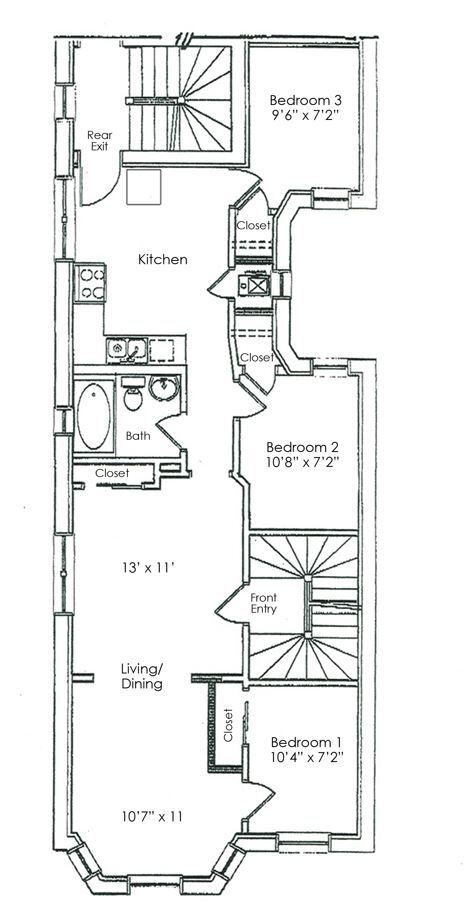 846 S Loomis - Apt 2F, 3F Floorplan - Harris Point Chicago