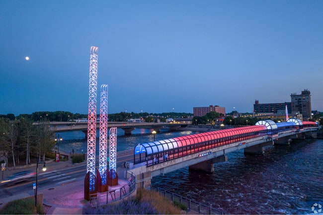 Cedar River residents love their walks under the brightly lit walkway by Downtown Waterloo.