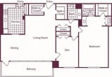 2 Bedroom, 1.5 Bath 1288 SF A18