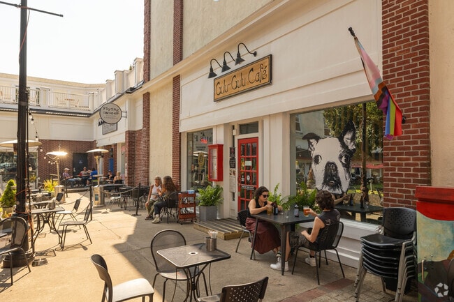 The outdoor patio at Gulu Gulu is great for people watching when visiting Salem.